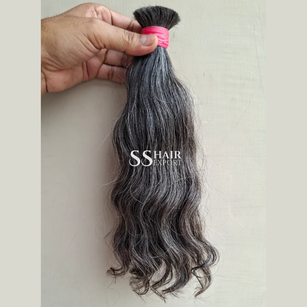 Grey Hair Indian Bulk Human Hair Braiding Extension Weaving Wholesale Vendor