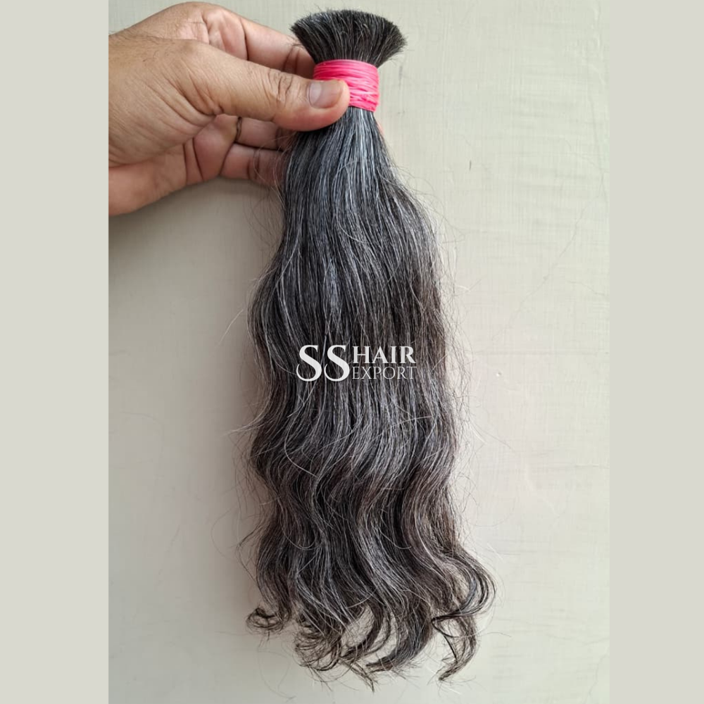 Grey Hair Indian Bulk Human Hair Braiding Extension Weaving Wholesale Vendor