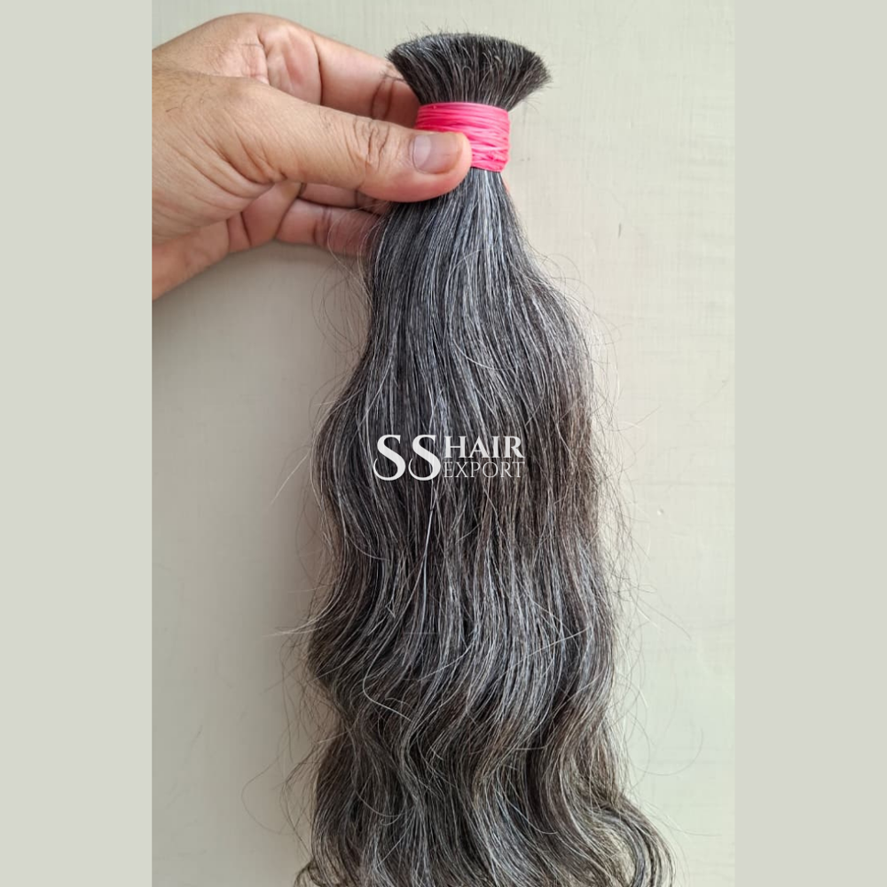 Grey Hair Indian Bulk Human Hair Braiding Extension Weaving Wholesale Vendor