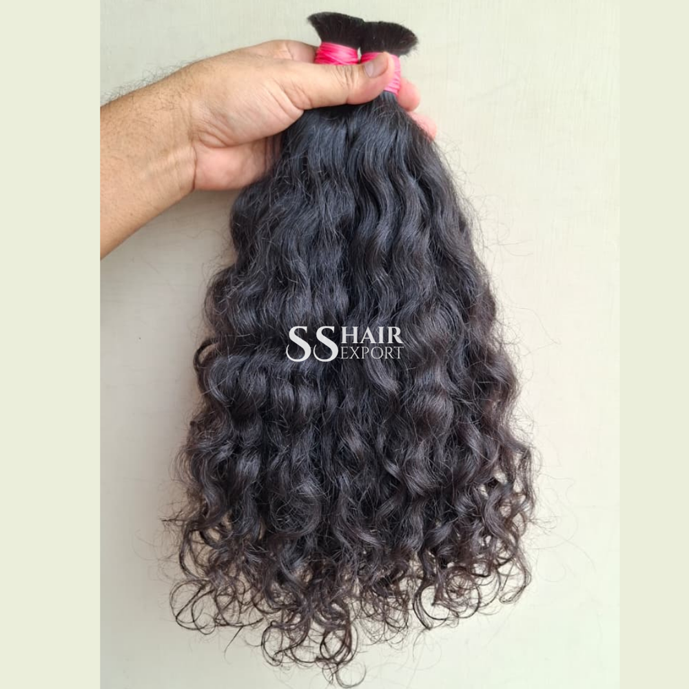 Curly Bulk Human Hair Indian Hair Natural Weaving Braids 22inch