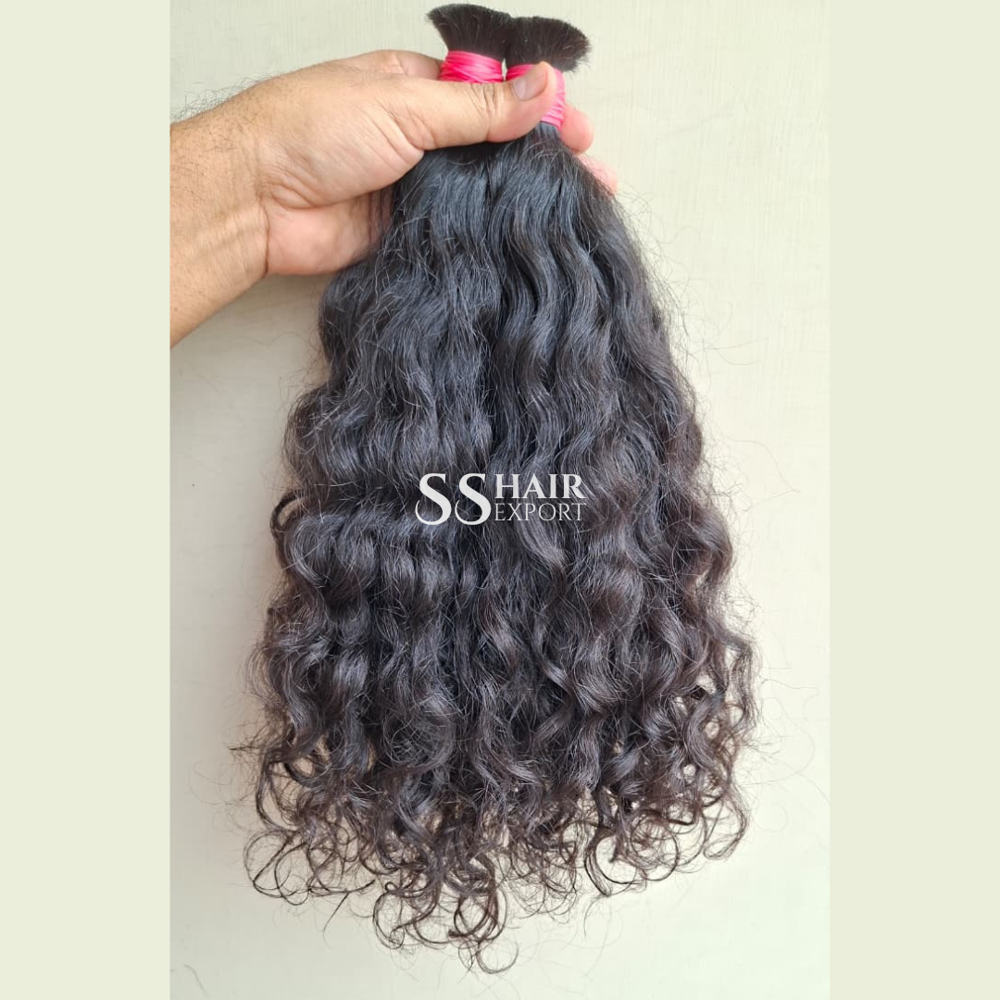 Curly Bulk Human Hair Indian Hair Natural Weaving Braids 22inch