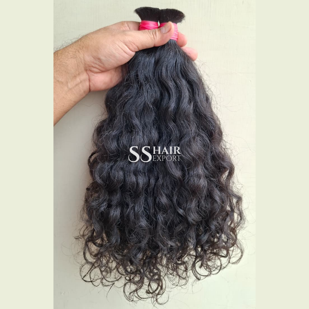 Curly Bulk Human Hair Indian Hair Natural Weaving Braids 22inch