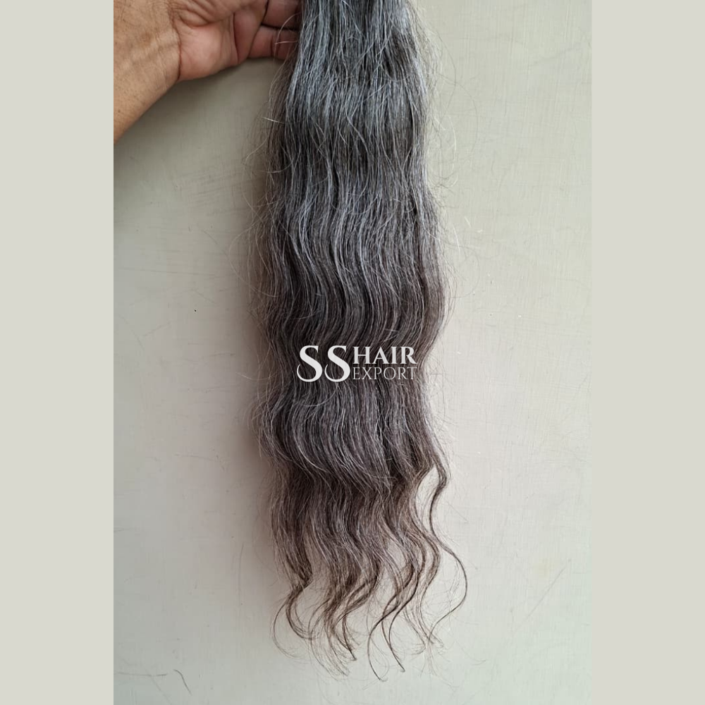 Grey Bulk Human Hair Indian Natural Raw Hair Bundle for Braiding 18inch 100gm