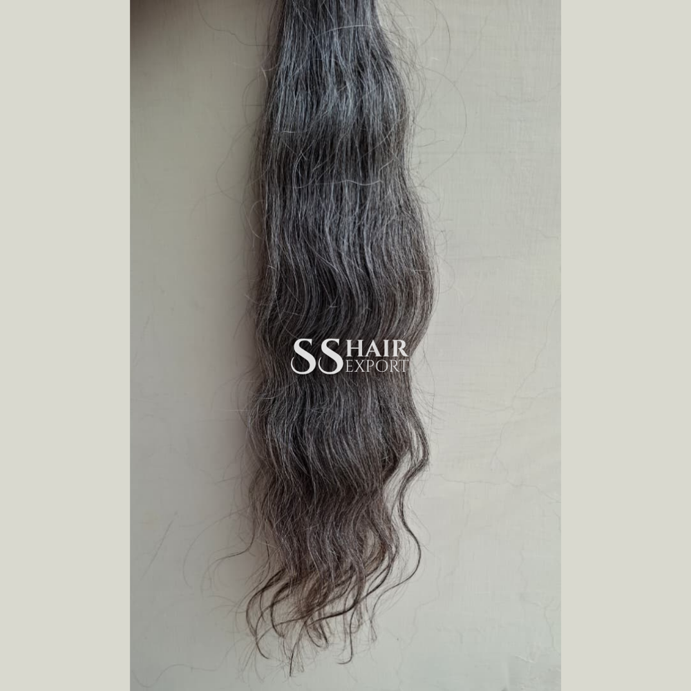 Grey Bulk Human Hair Indian Natural Raw Hair Bundle for Braiding 18inch 100gm