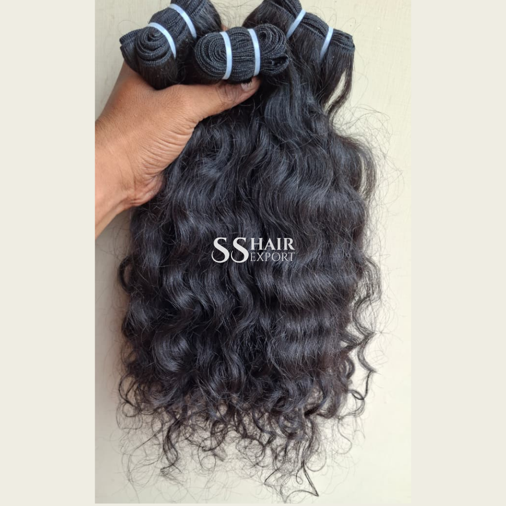 South Indian Temple Curly Hair Human Hair Bundles Weft Hair Extension