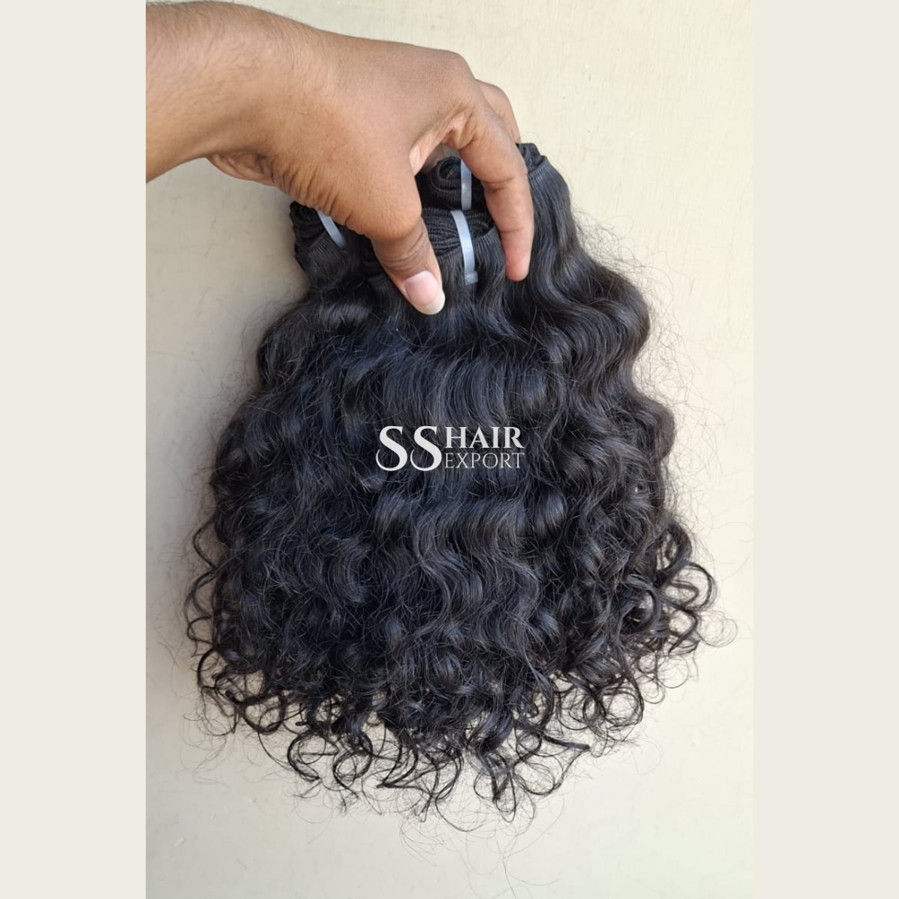 South Indian Temple Curly Hair Human Hair Bundles Weft Hair Extension