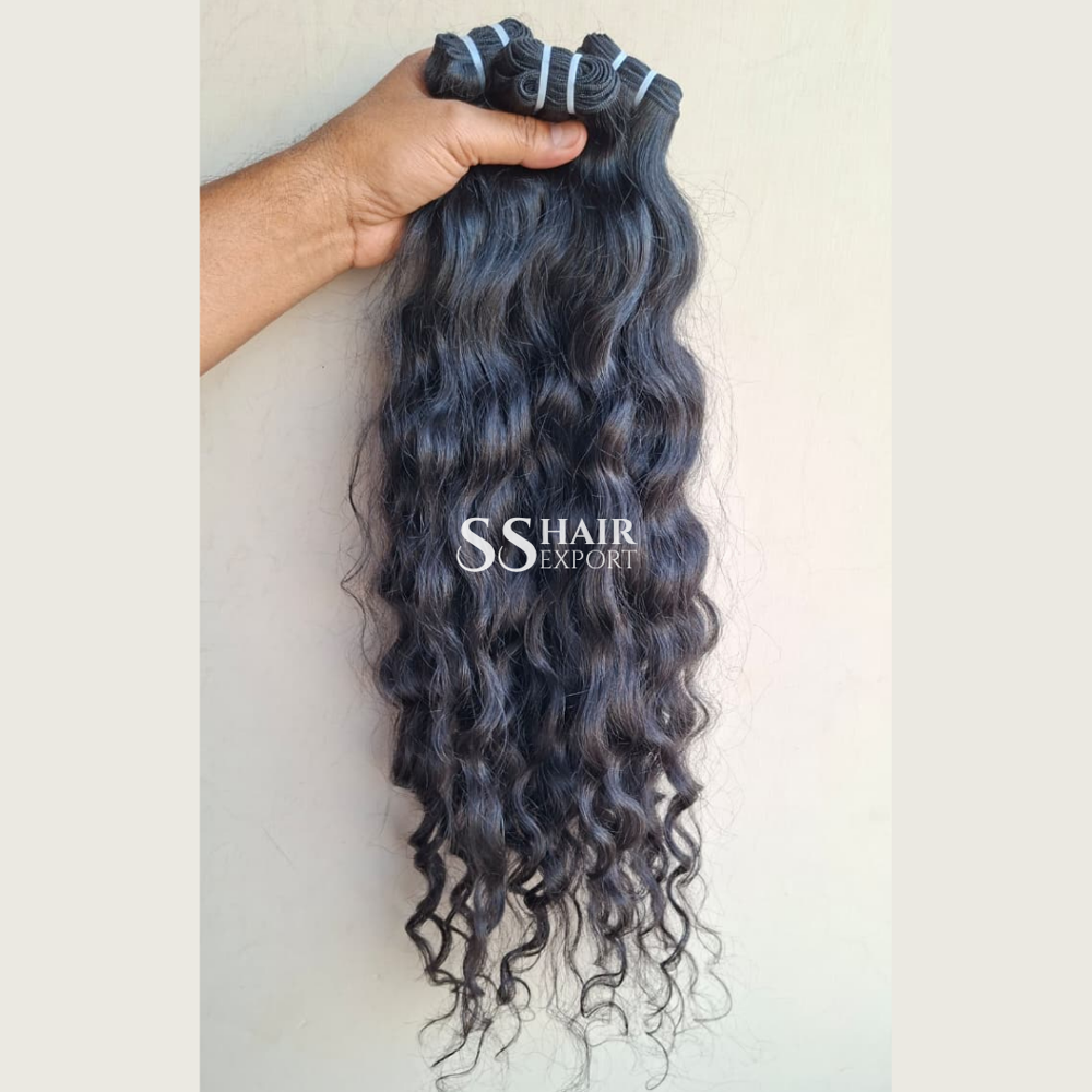Curly Weft Human Hair Extensions Virgin Raw Hair Bundles Direct Manufacturer