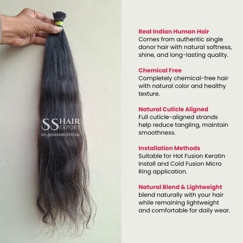 Keratin Bond I-Tip Hair Extensions 22inch | 100gm Real human hair Micro Ring Cold Fusion