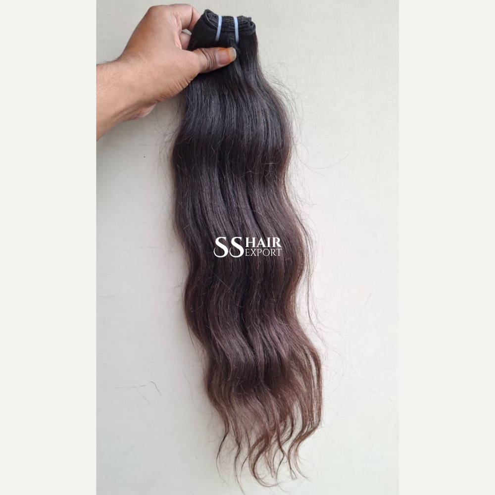 Wavy hair bundles Indian Weft human hair extensions 100gm 16inch