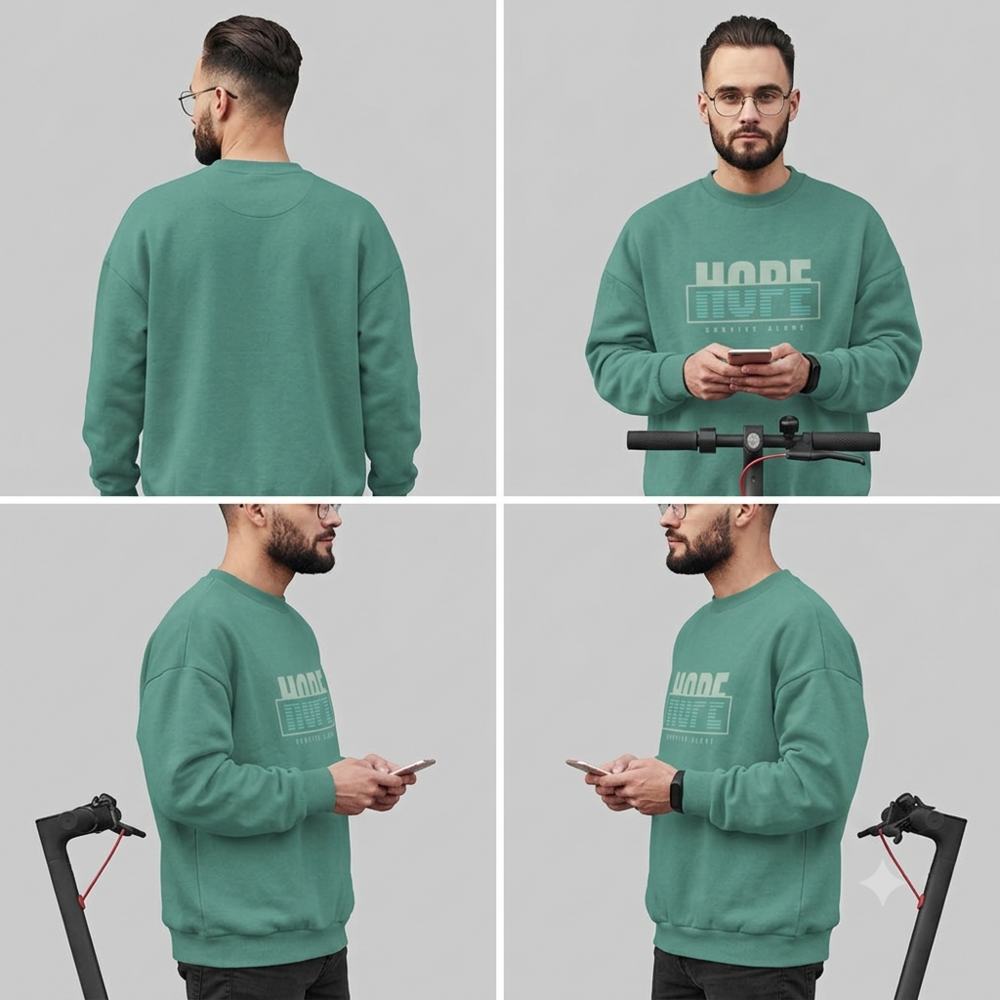 Hope Printed Light Blue Sweatshirt