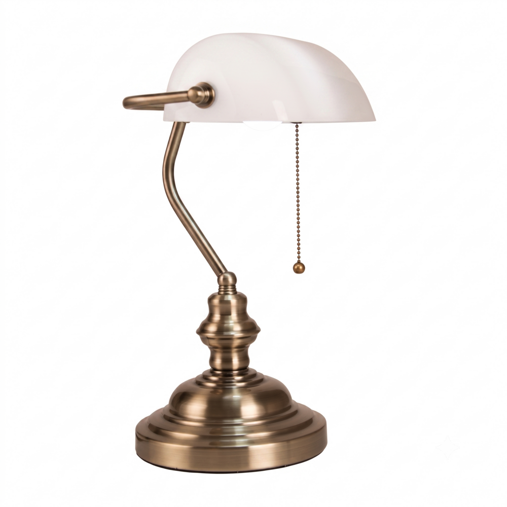 Vintage Executive Bankers Table Lamp with Pull Chain Switch