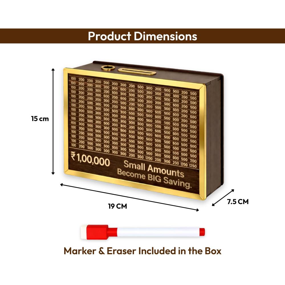 Wooden Money Saving Box With Goal Tracker