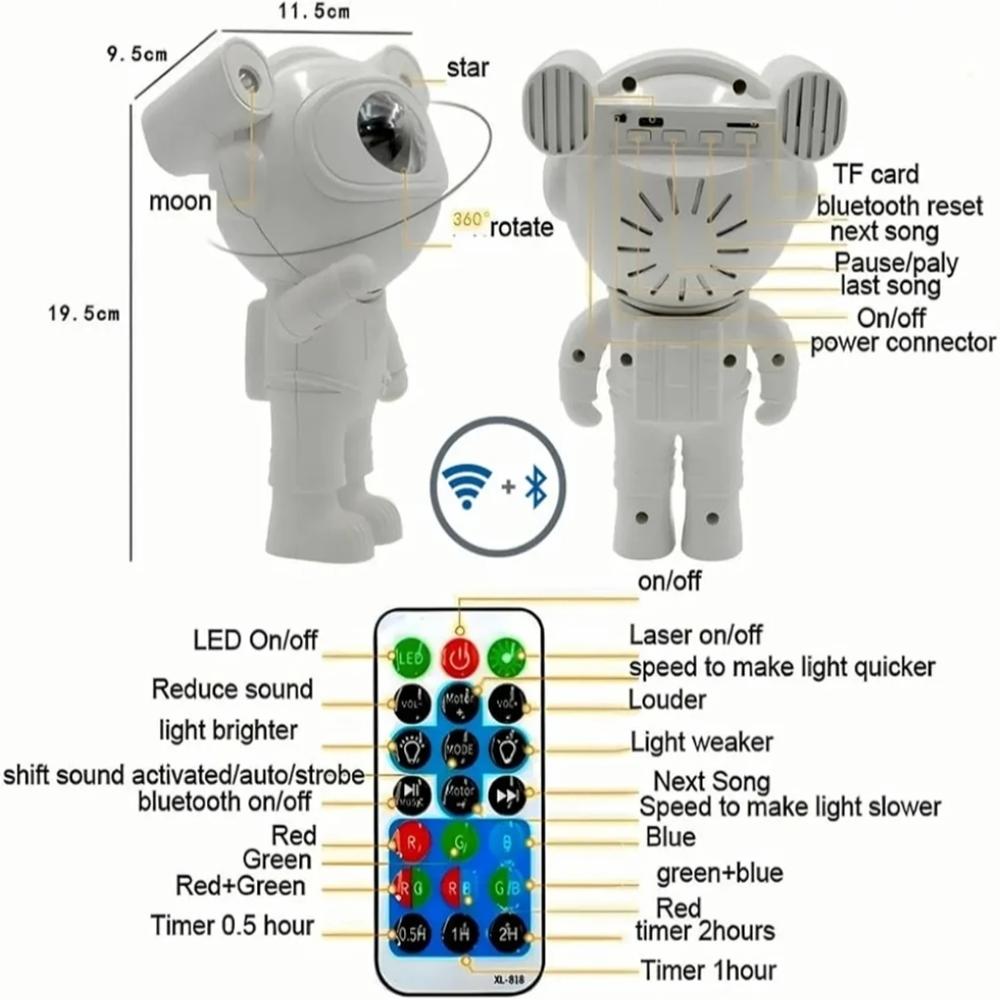 XL-001 Astronaut Galaxy Star Projector Night Light