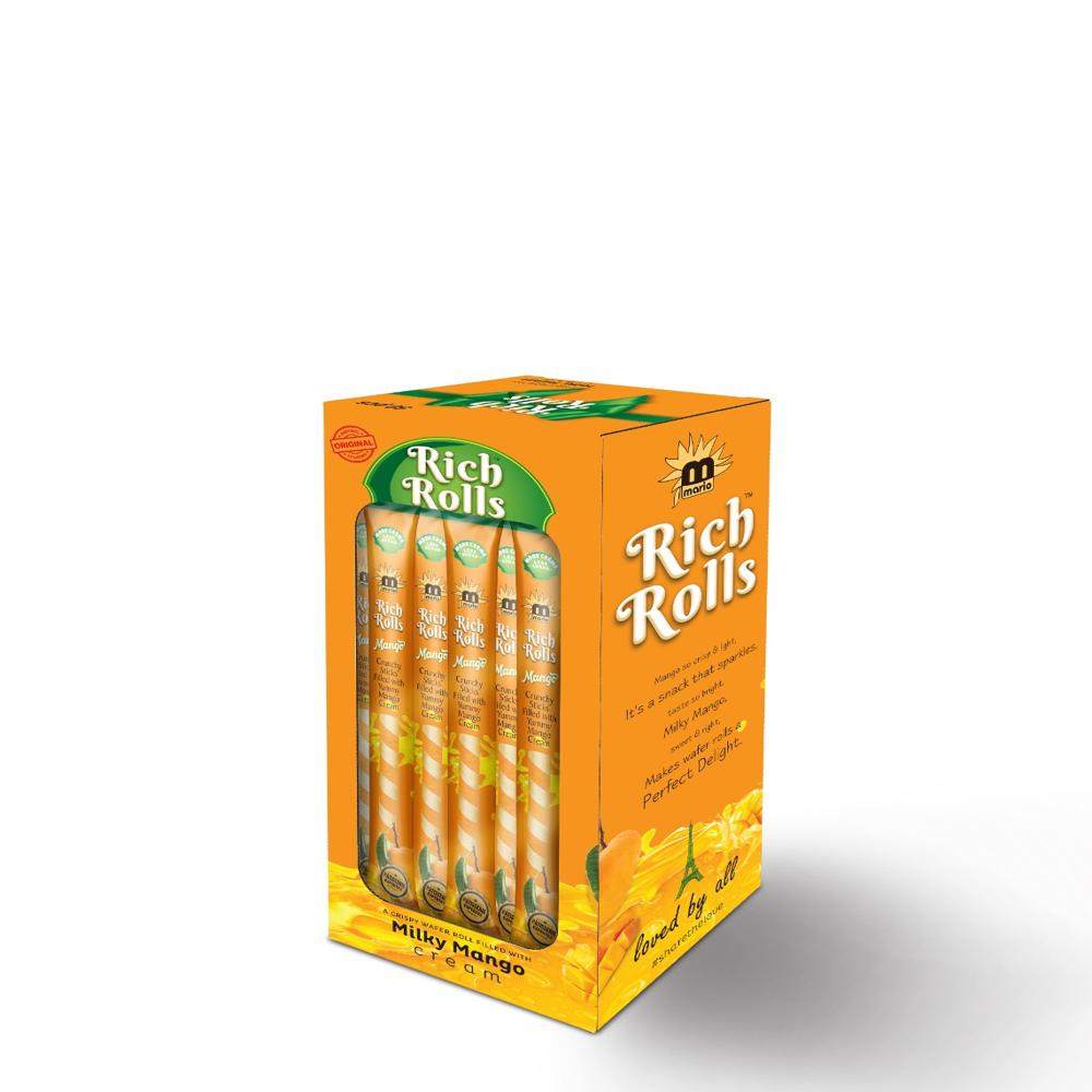 Leading Supplier of Best Quality Hot Sale Soft Texture Delicious Crispy Snack Wafer Sticks Rich Roll Mango Cream Wafer Rolls