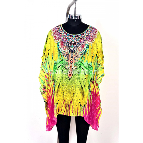 Womens Kaftan Sun Feather Top Short Kaftan Dress