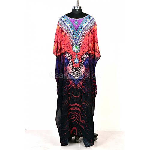 Caftan Maxi Dress - Bust Size: Up To 60 Inches Approx.