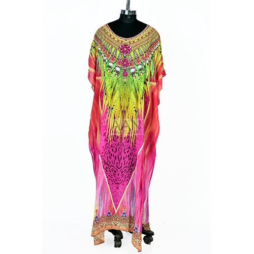Hot Pink Long Kaftan Maxi Dress Bohemian Kaftan Tunic