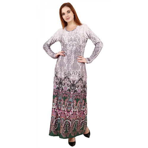 Elegant Womens Maxi Long Designer Digital Print Dress