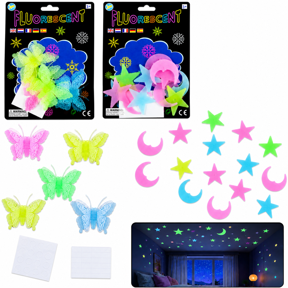 Glow in the Dark Fluorescent Wall Stickers Set