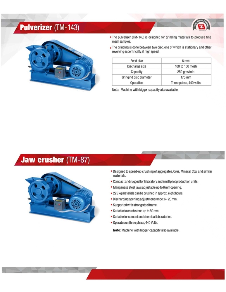 Jaw Crusher - Mild Steel & Cast Iron, 100x150 Mm To 200x300 Mm Sizes | High Impact Resistance, Minimal Downtime, Heavy Duty Jaws