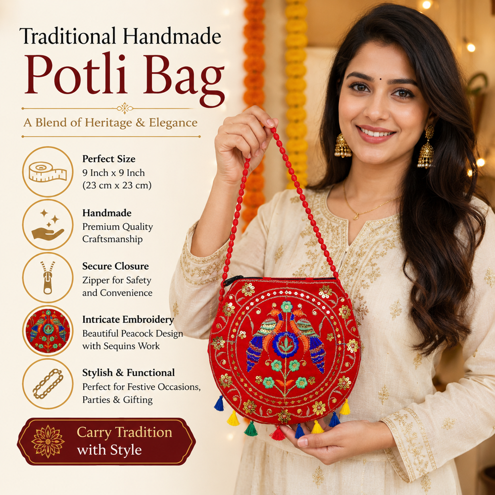 Premium Red Embroidered Sling Bag for Women