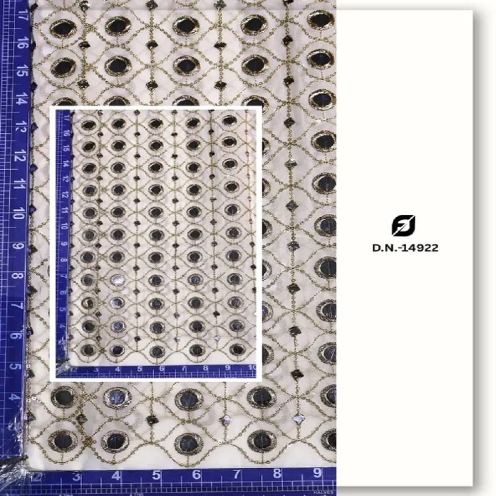 Tissue Gold Mirror Work Embroidery Fabric Manufacturer
