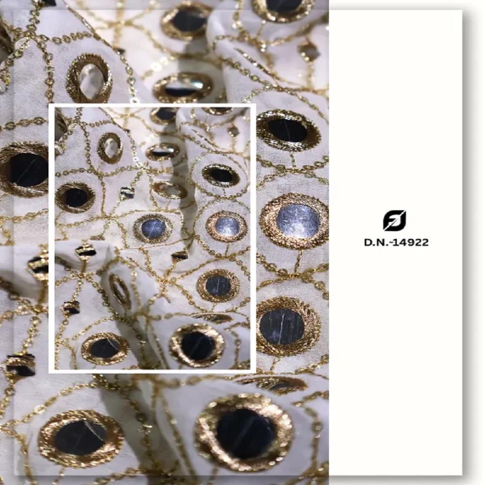 Tissue Gold Mirror Work Embroidery Fabric Manufacturer