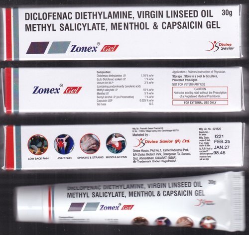 30g Zonex Diclofenac Diethylamine Virgin Linseed Oil Methyl Salicylate Menthol And Capsaicin Gel
