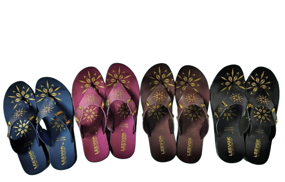 Leevok Womens PVC Floral Flip-Flops