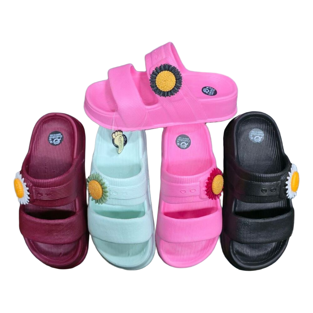 Sunflower Flower Double-Strap Sliders