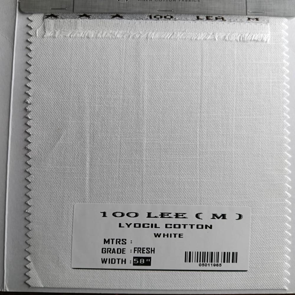 100 Lee Cotton Linen Shirting Fabric 58" - Color: White Colour