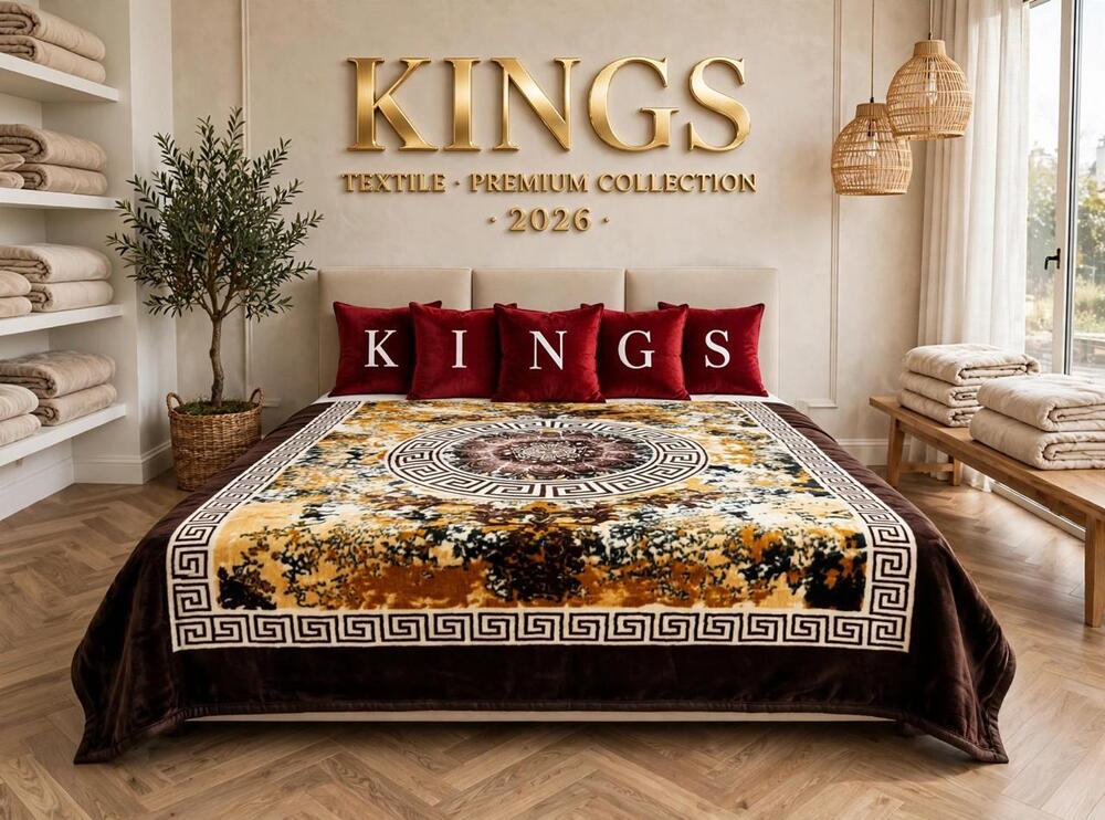 Gold Brown Greek Key Medallion Velvet Blanket