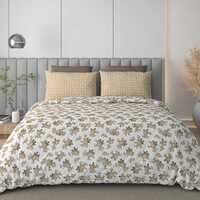Beige Golden Floral  Bedsheet with pillow cover