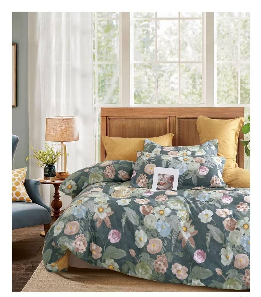 Dark Green Botanical Floral Comforter Set