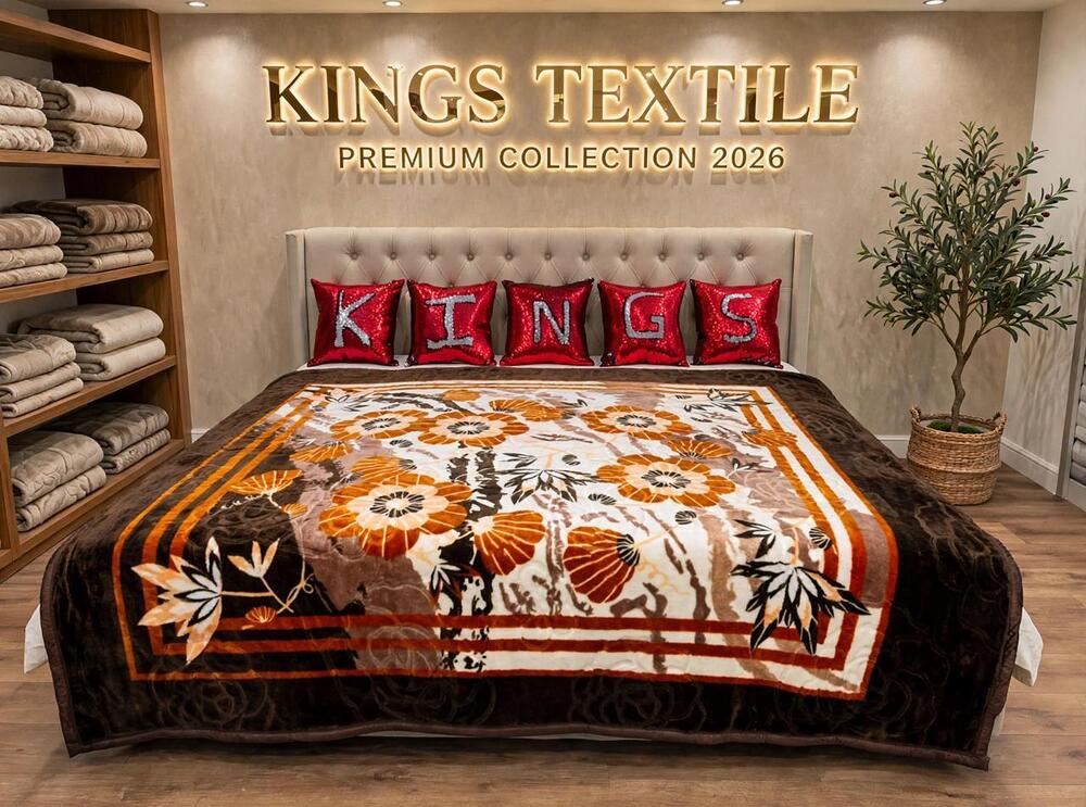 Brown Orange Double Bed Premium Soft Blanket