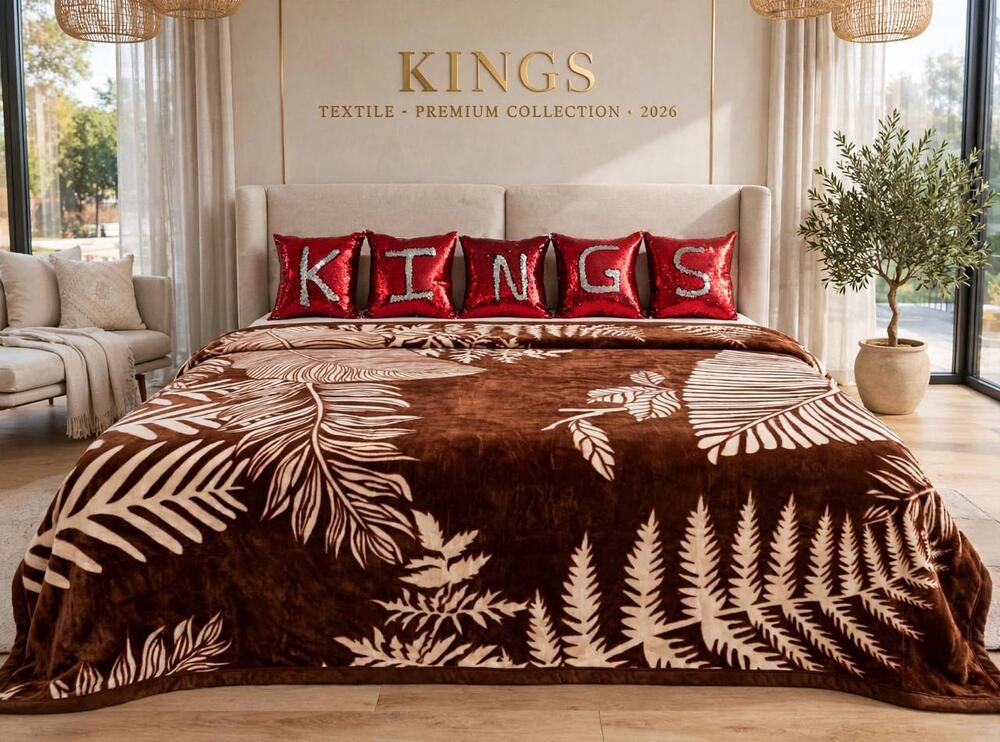 Brown Fern Luxury Super Soft Double Bed Double Ply King Size Blanket
