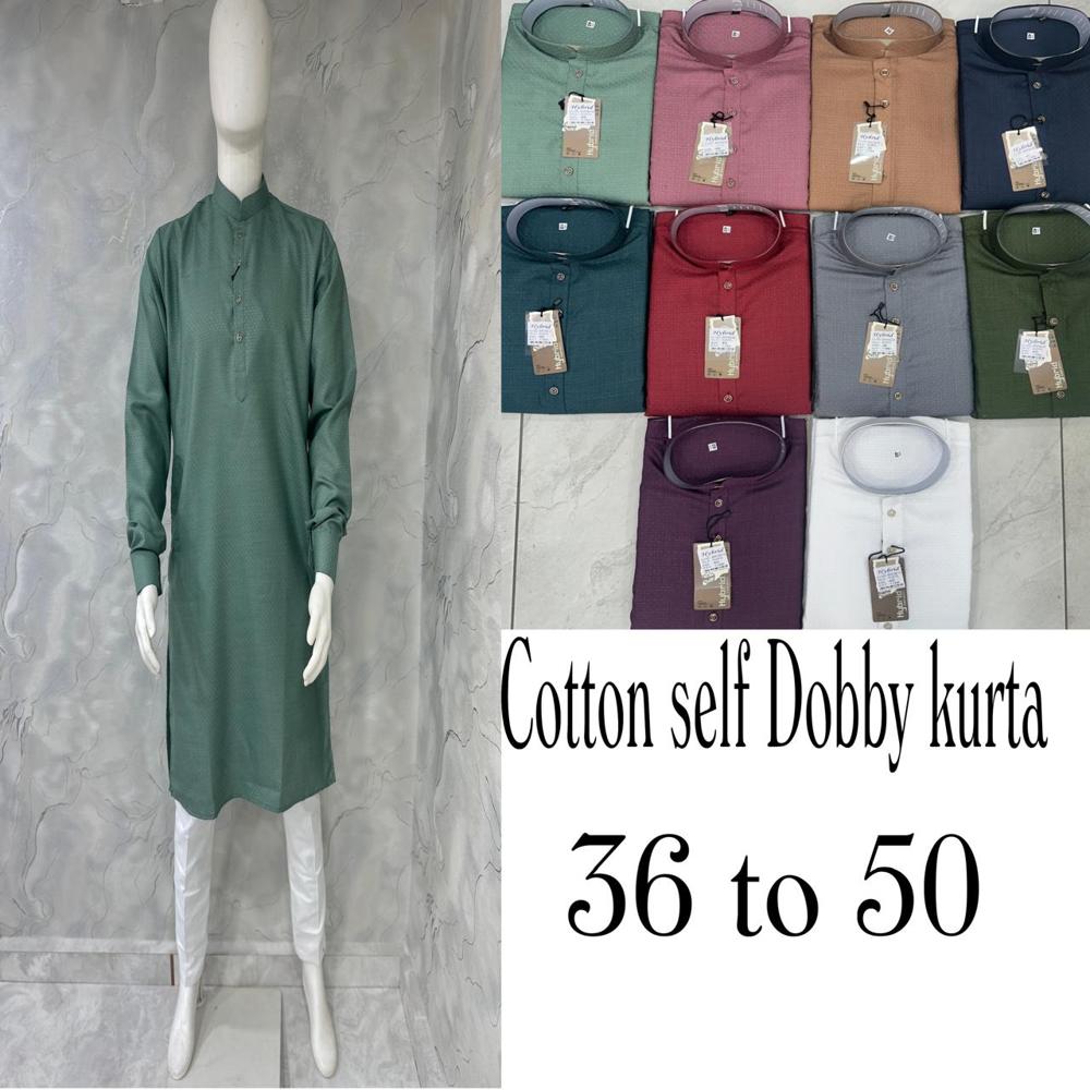 Men Cotton Self Dobby Kurta