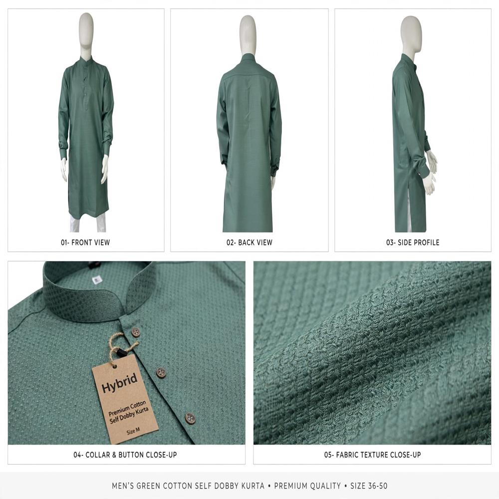 Men Cotton Self Dobby Kurta