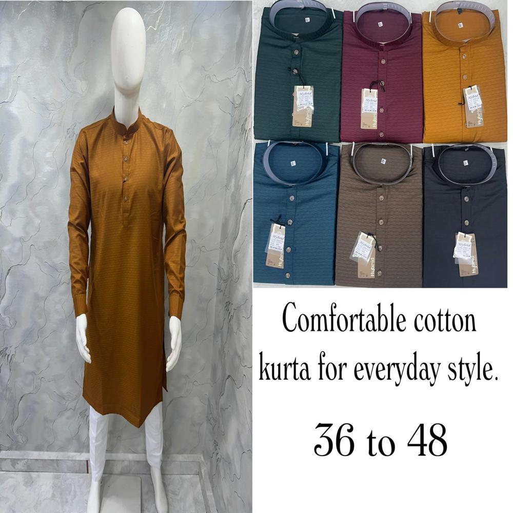 Men Textured Cotton Kurta