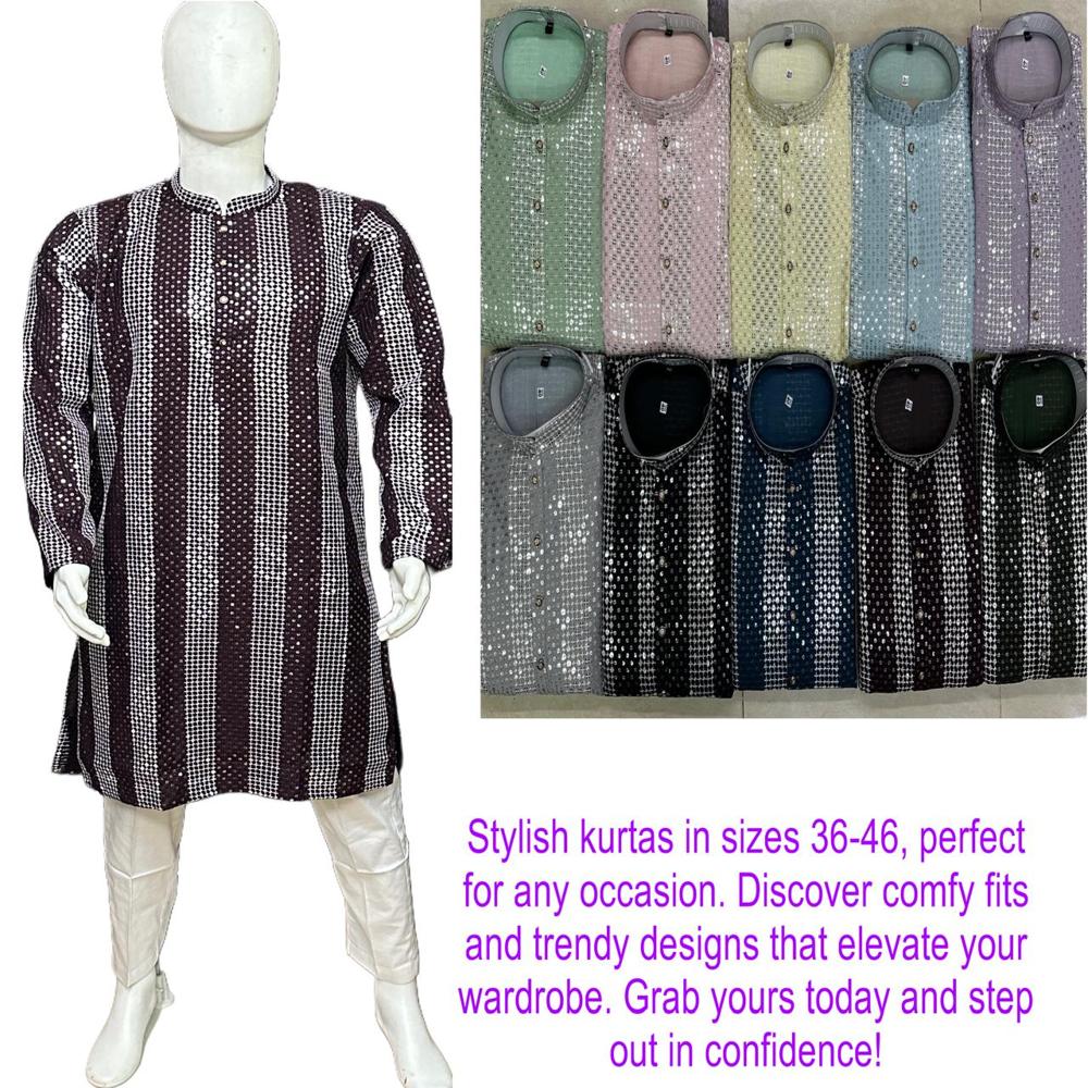 Men Tikki Work Polyester Kurta