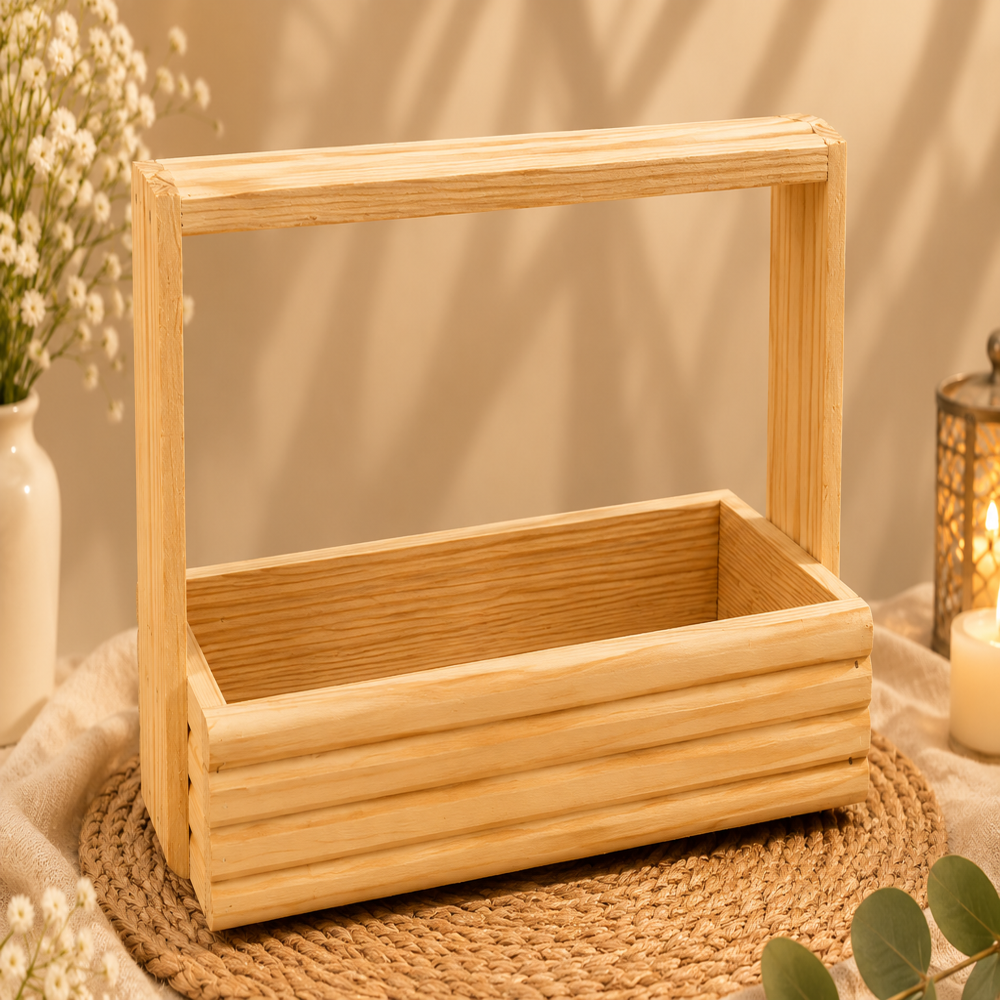 2 Jar Pinewood Basket - Color: Natural