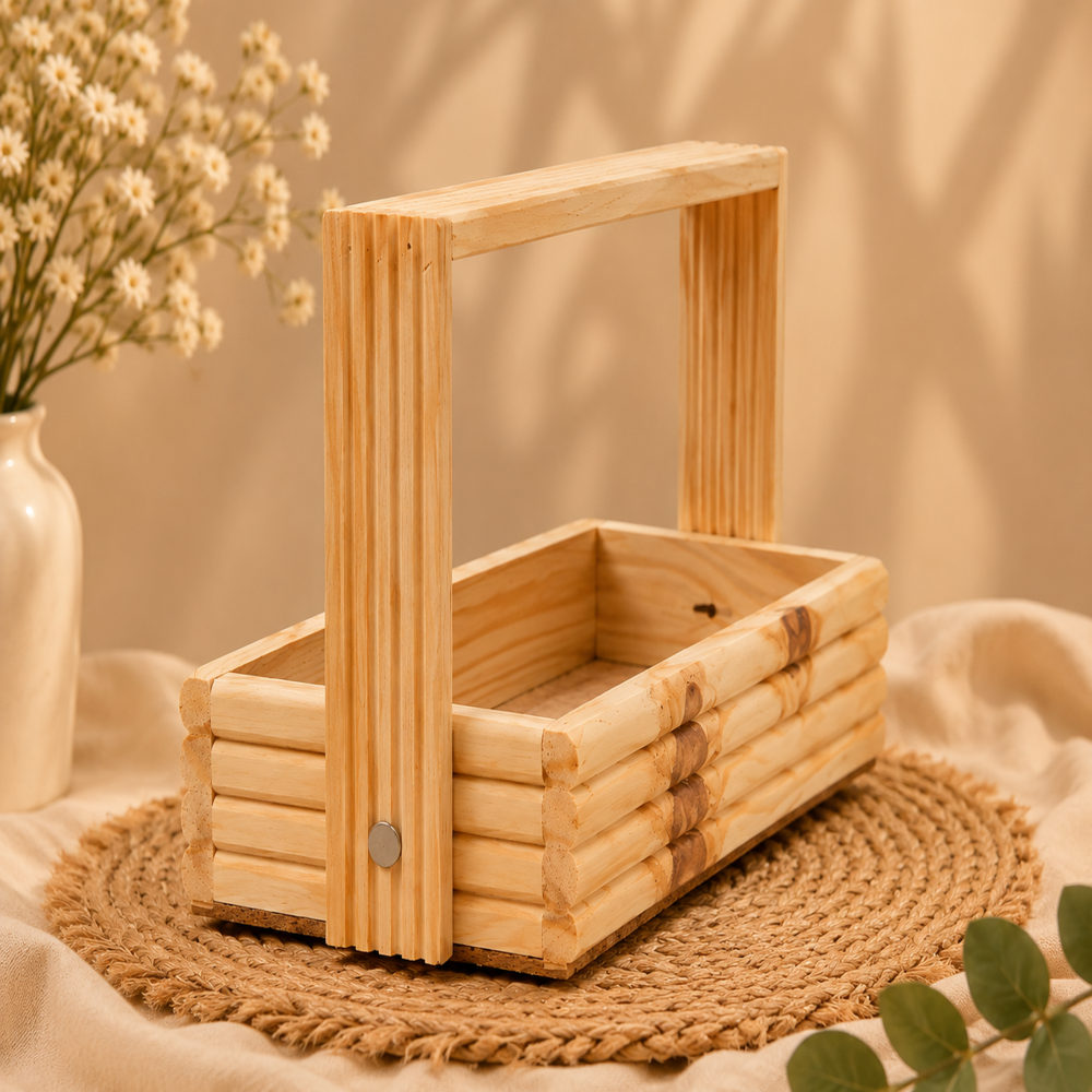 2 Jar Pinewood Basket