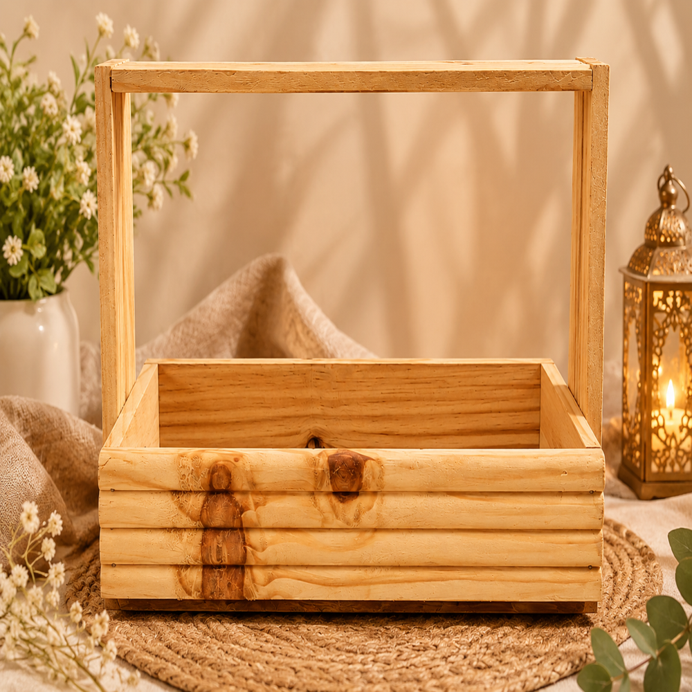 2 Jar Pinewood Basket