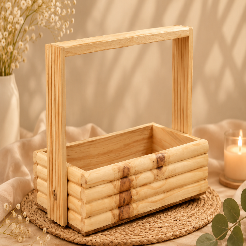 2 Jar Pinewood Basket