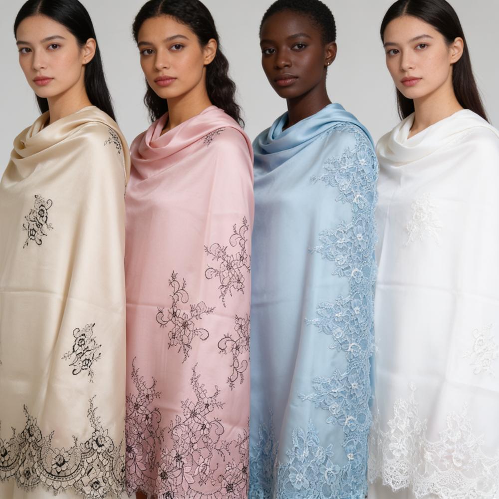 Silk Chanderi Lace Work Shawls
