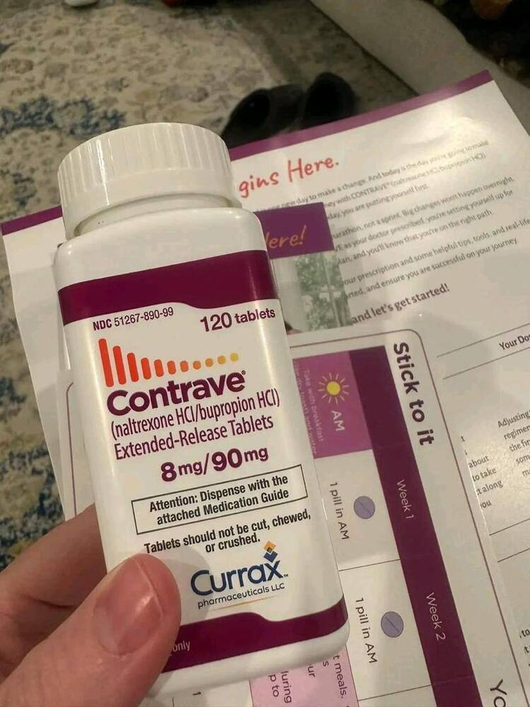 Contrave 8/90 mg naltrexone hydro/bupropion Tablets