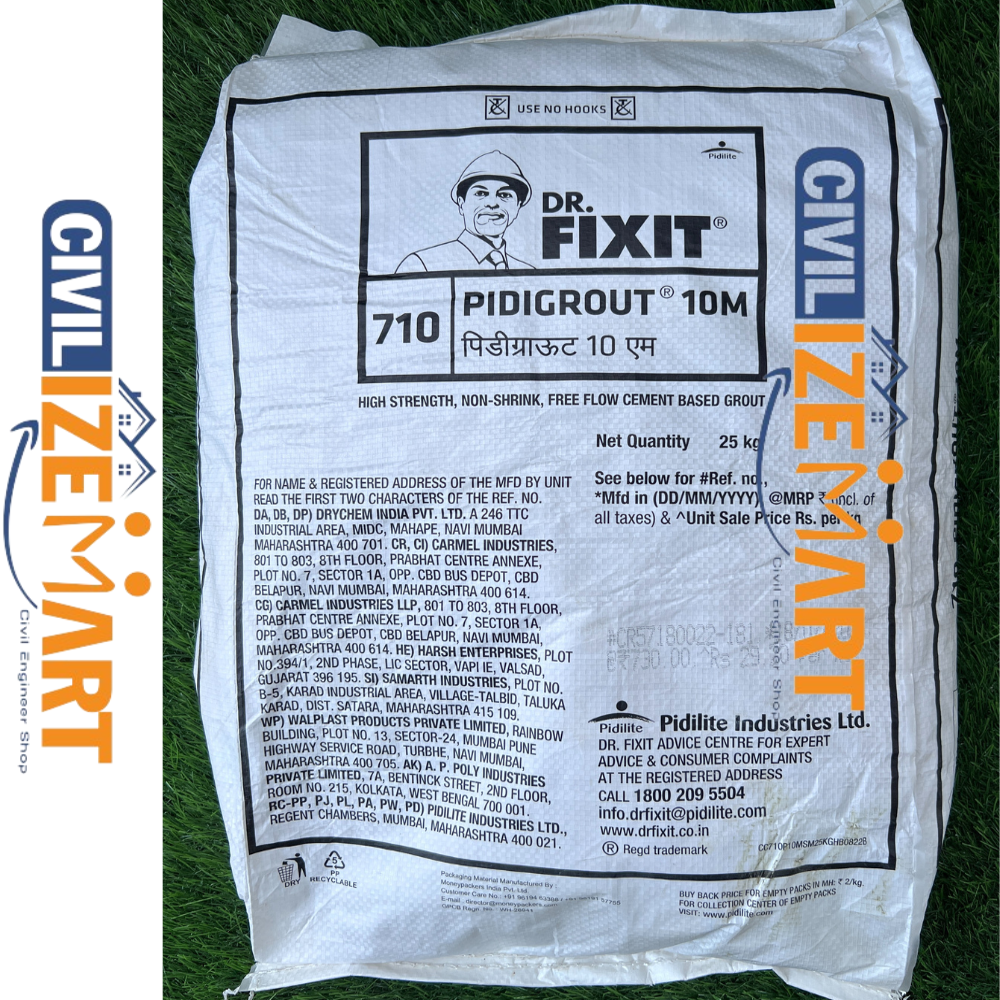 Dr.Fixit 710 Pidigrout 10M(25Kg) Waterproofing Chemical - Application: Structural & Precision Grouting