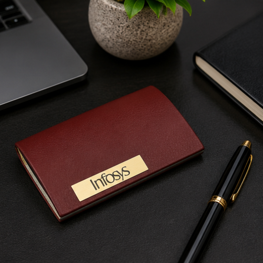 Premium Brown Leather Business Card Holder