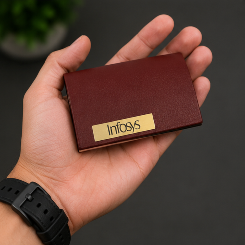 Premium Brown Leather Business Card Holder