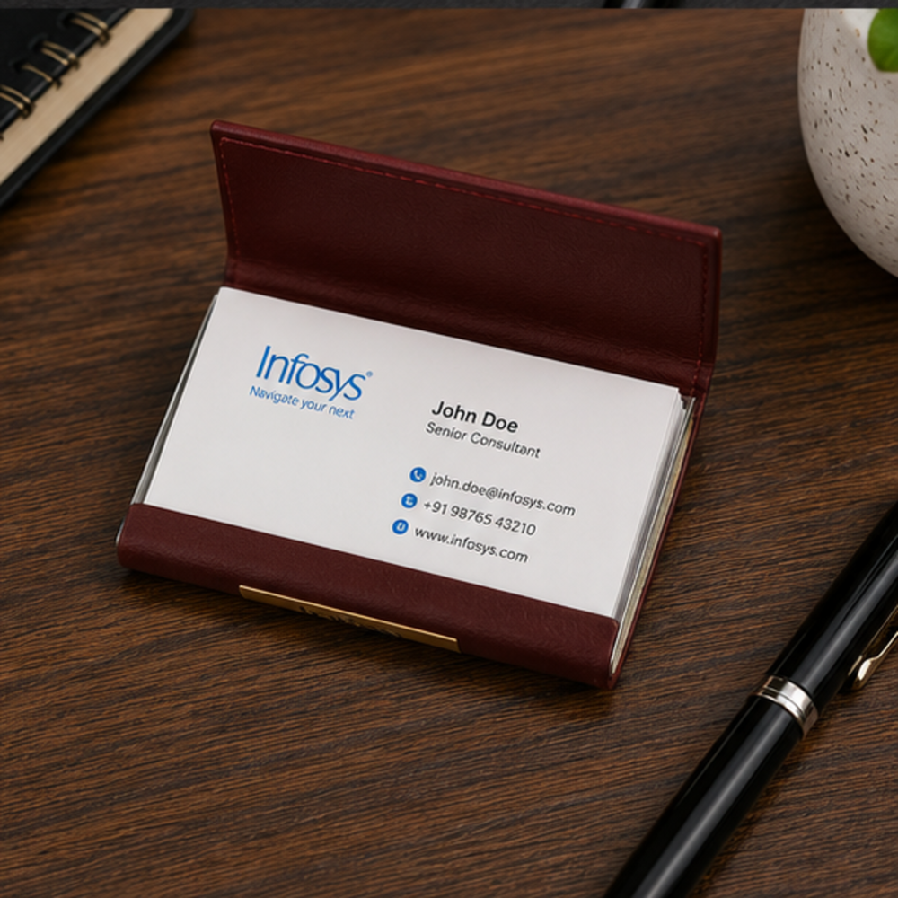 Premium Brown Leather Business Card Holder